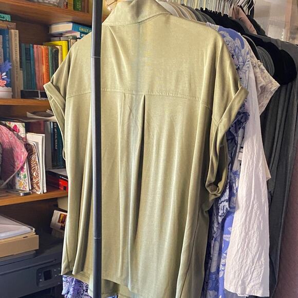 New York & Company Olive V-neck Shirt - Picture 6 of 6